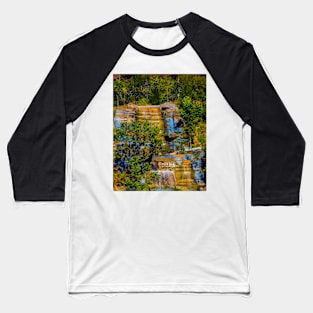 Waterfall In Blue Baseball T-Shirt